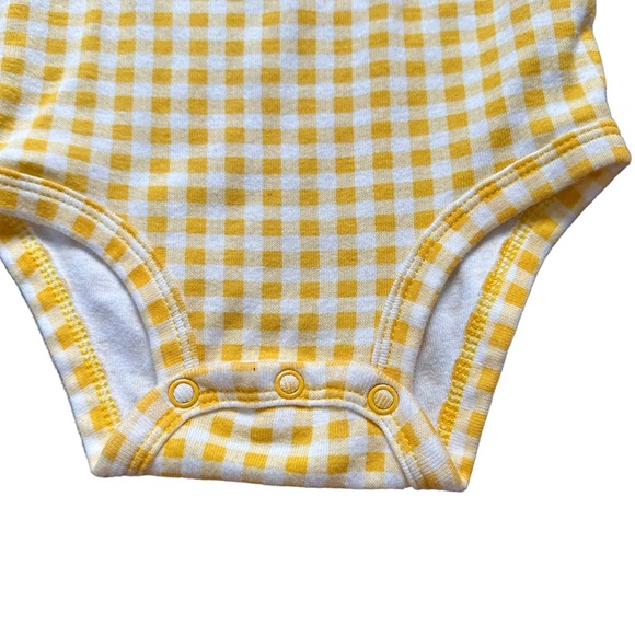 Carters onesie 18 months yellow and white check pattern snap button bottom - Picture 4 of 7